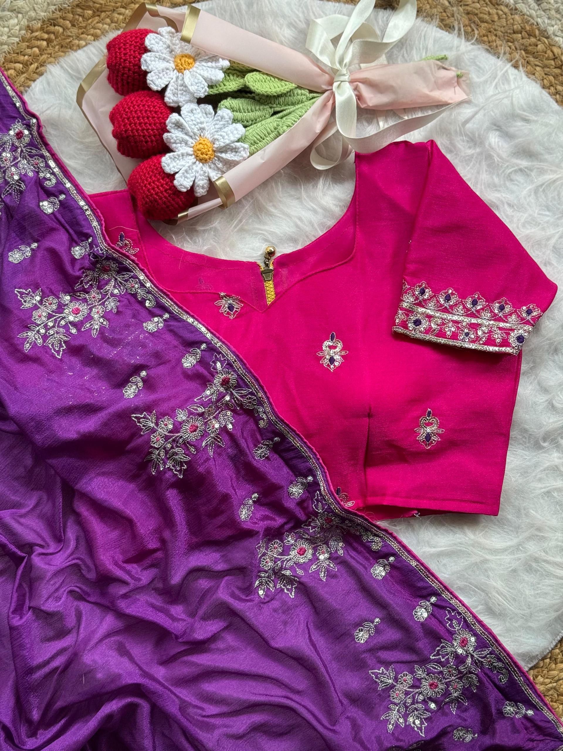 Soft Natural Viscose Chinnon Saree