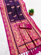 Soft Paithani silk Elegant zari weaving Saree