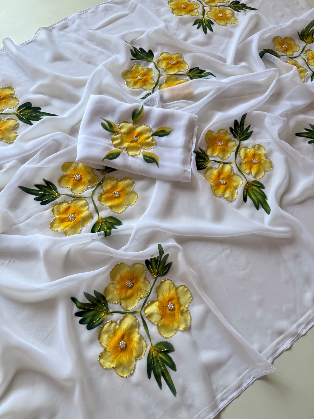 Soft Pure Georgette Handwork Sarees