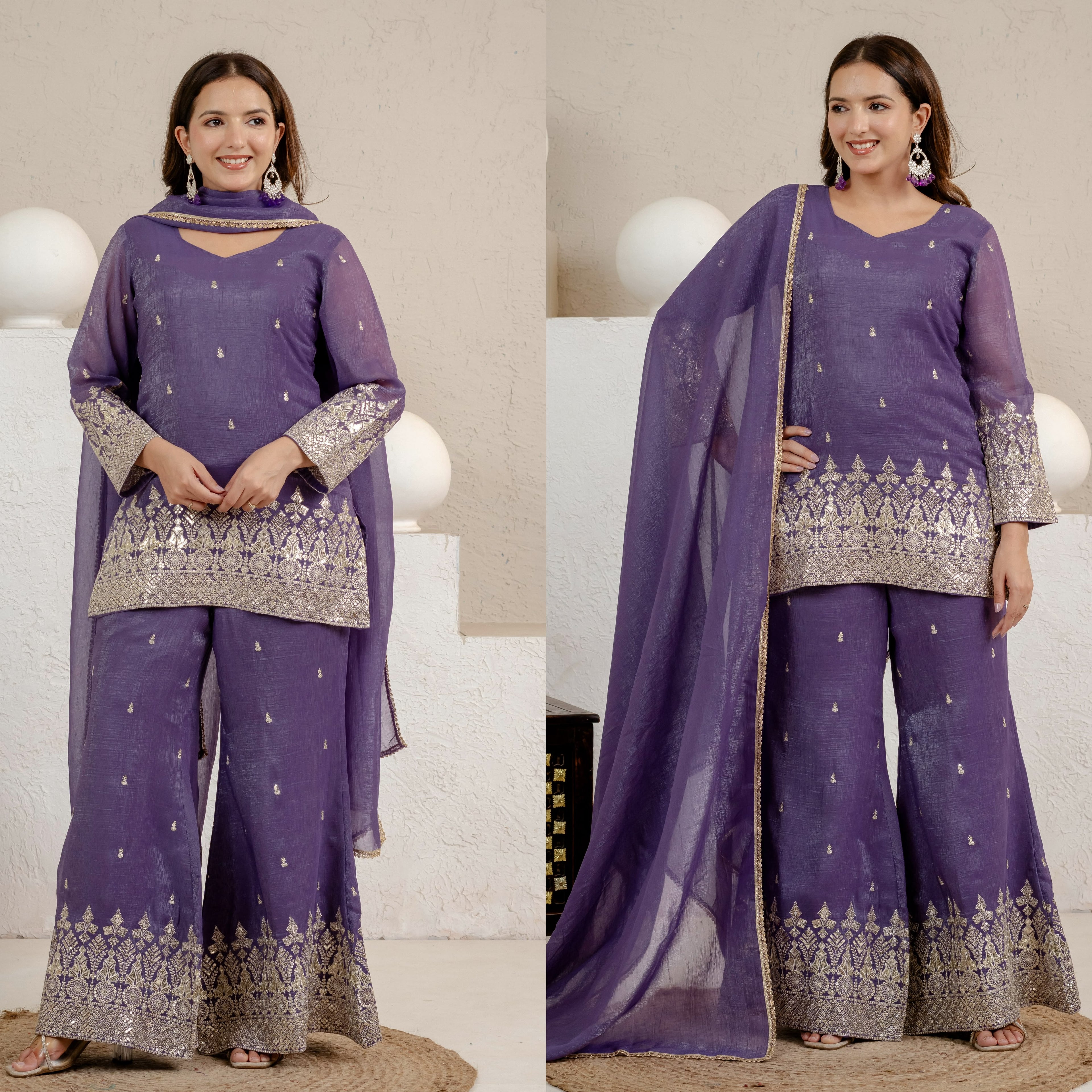 Designer Party Wear Look Top Plazzo