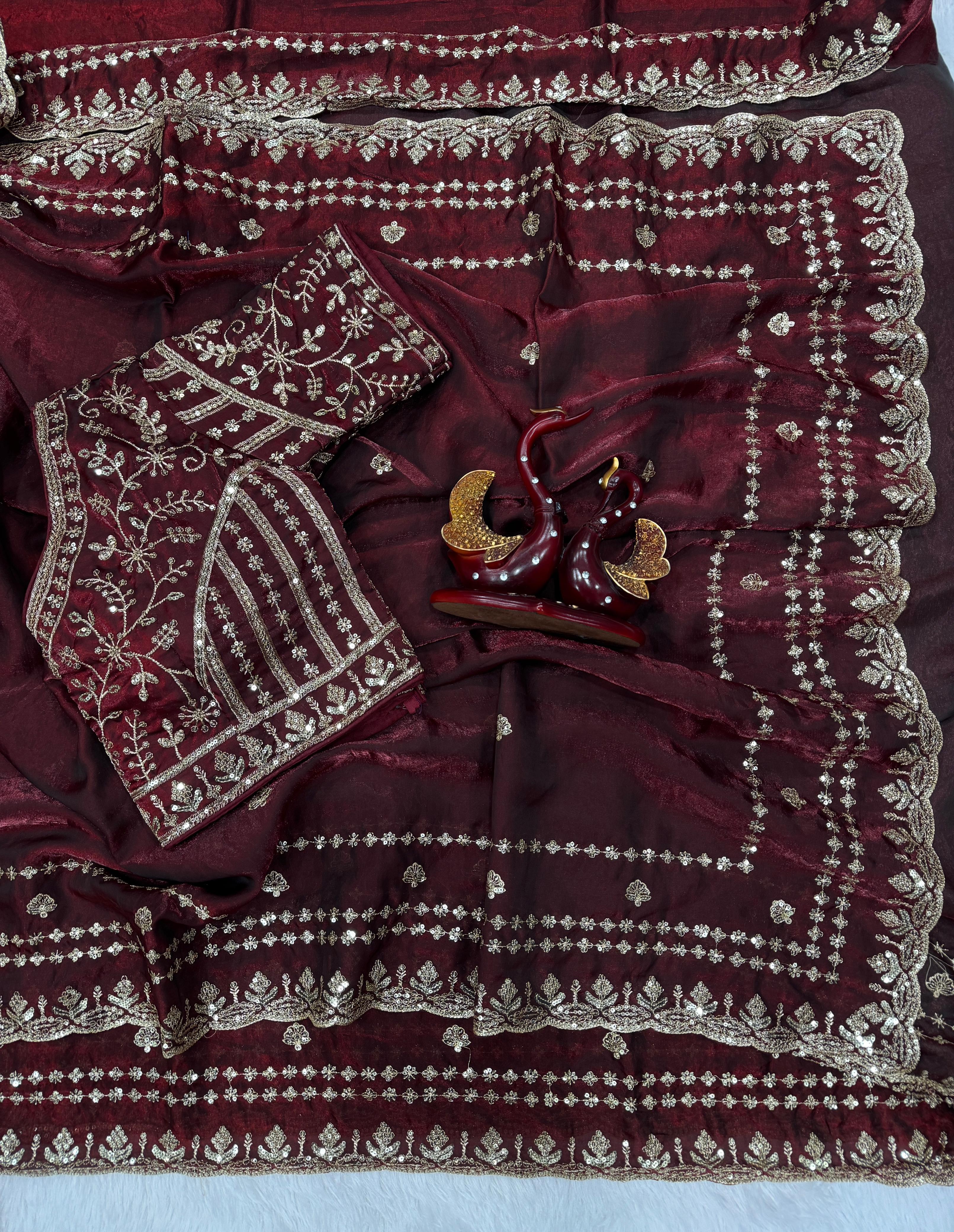 Wedding Special Soft Silk Embroidery Work Saree