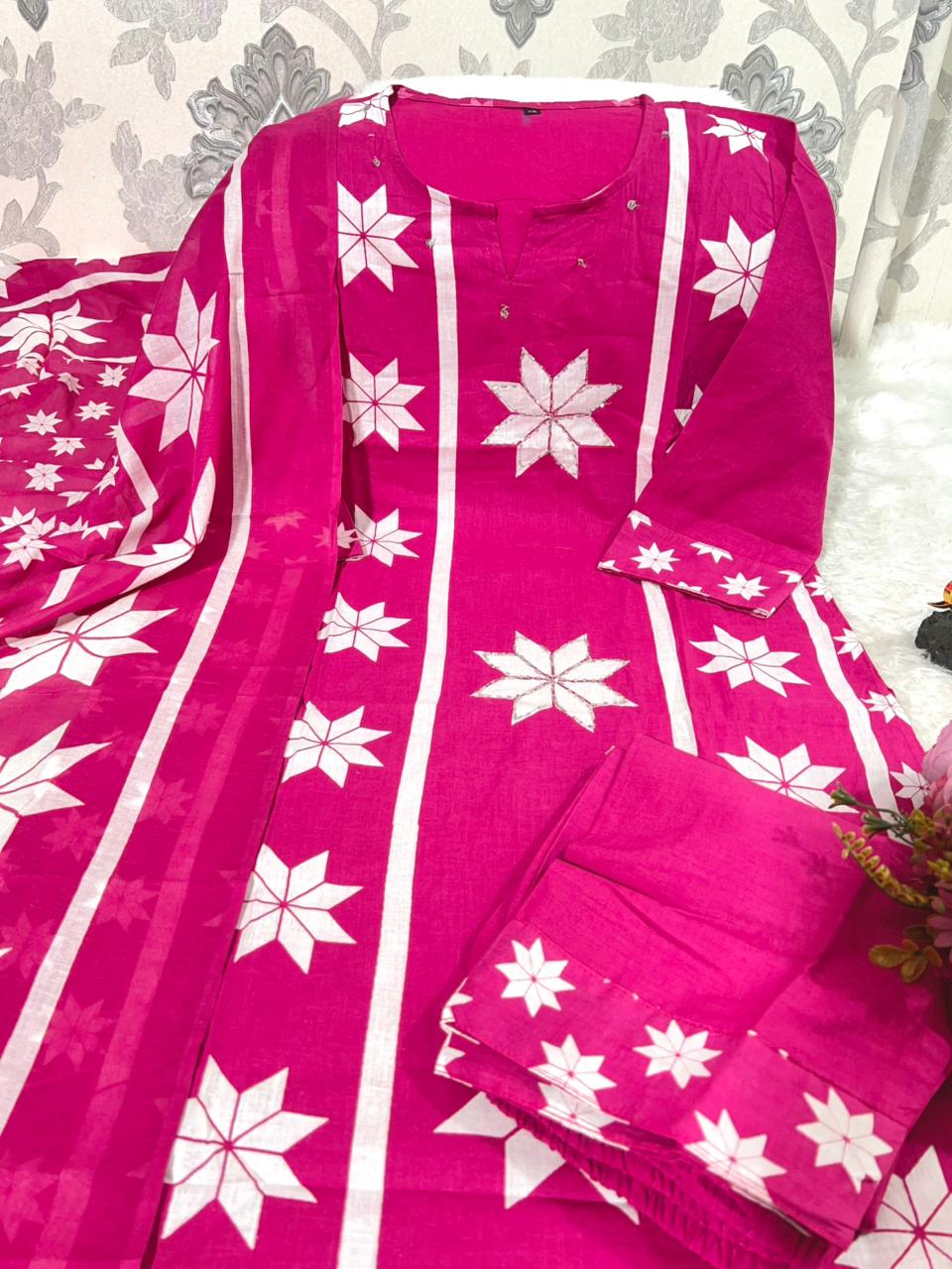 Kurti With Pent with Dupatta Set