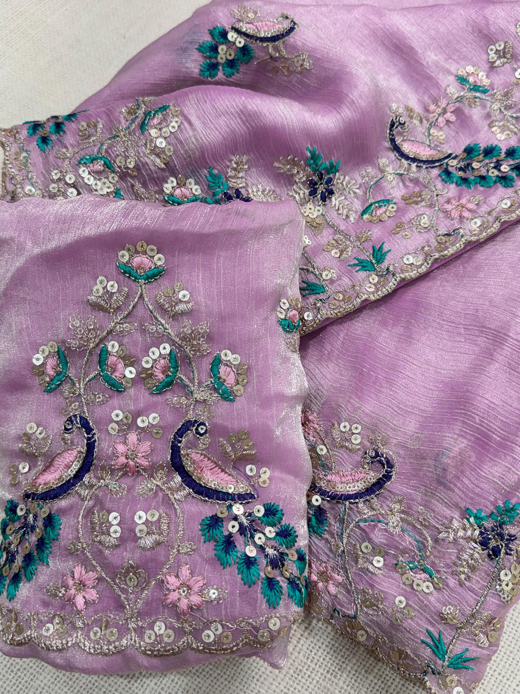 Gangaur Peacock Fandy Chiffon Saree