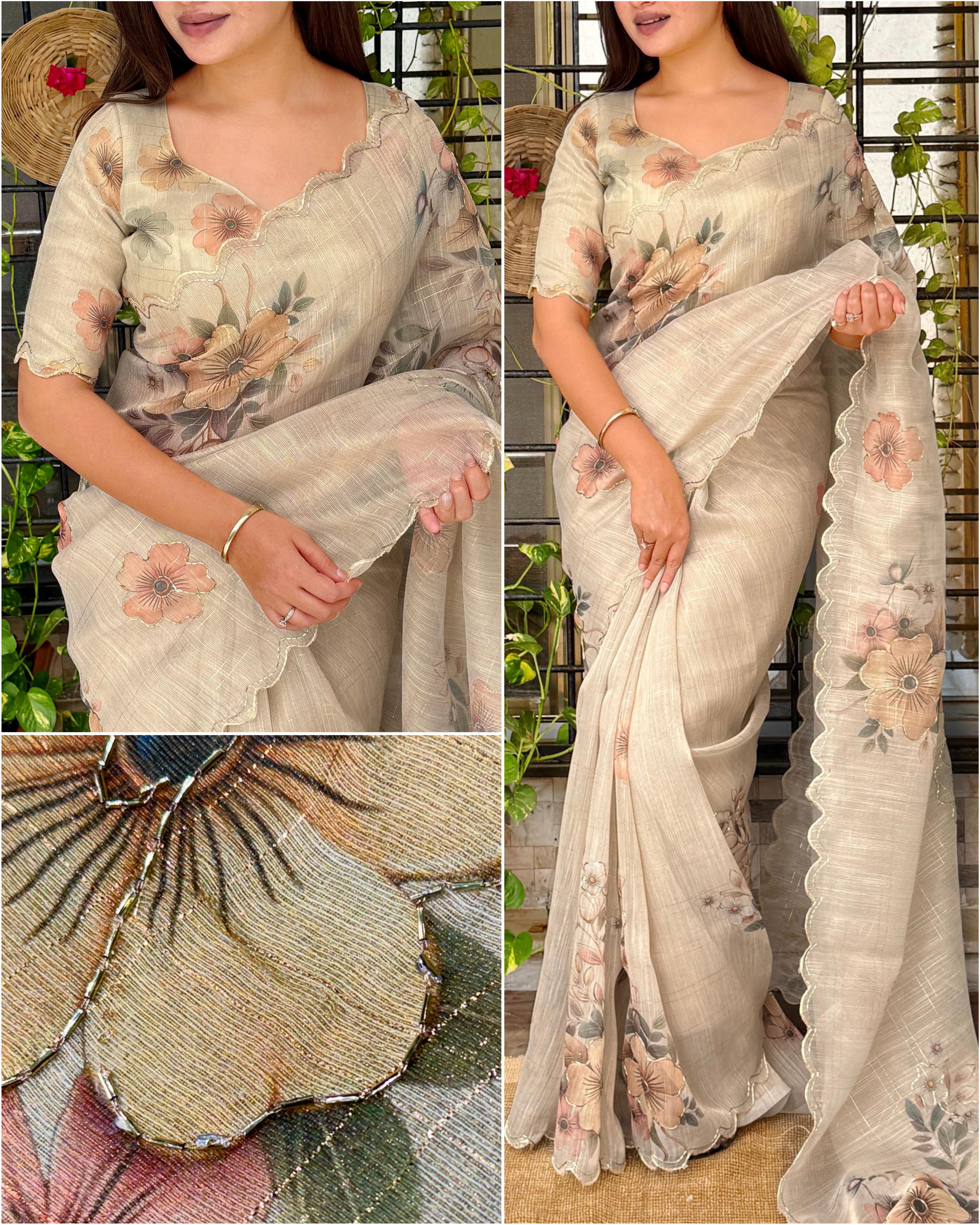 TISSUE COTTON DIGITAL PRINT SAREE