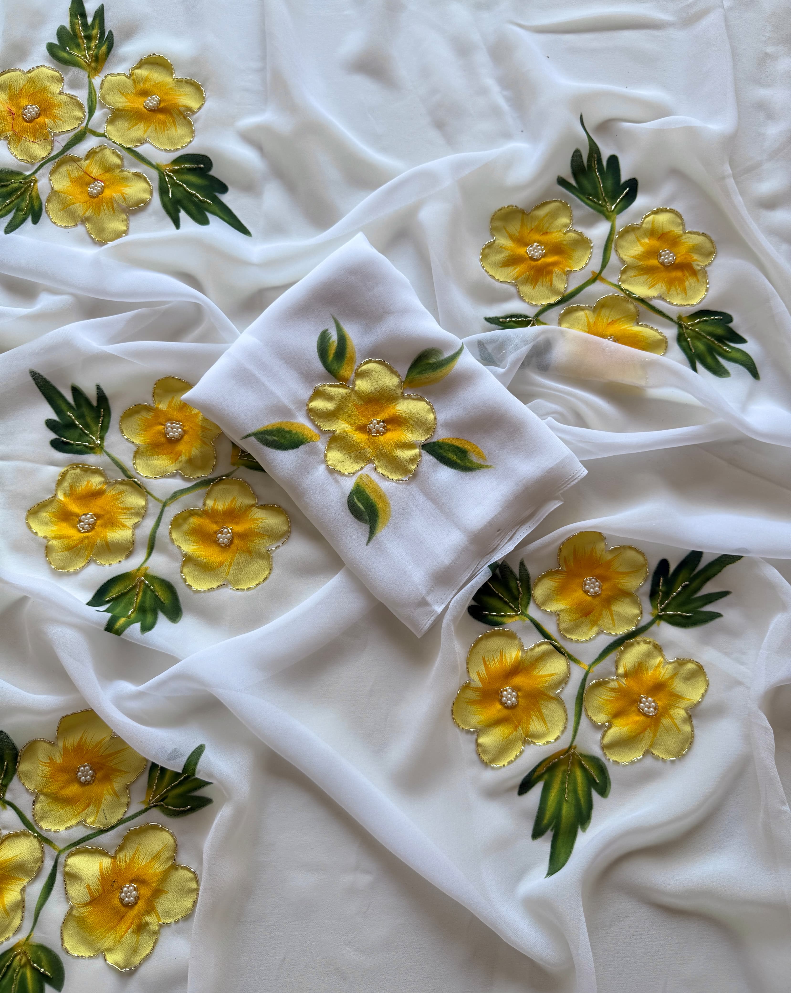 Soft Pure Georgette Handwork Sarees