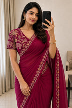 Star Georgette Multi Emrodairy Sequence Saree