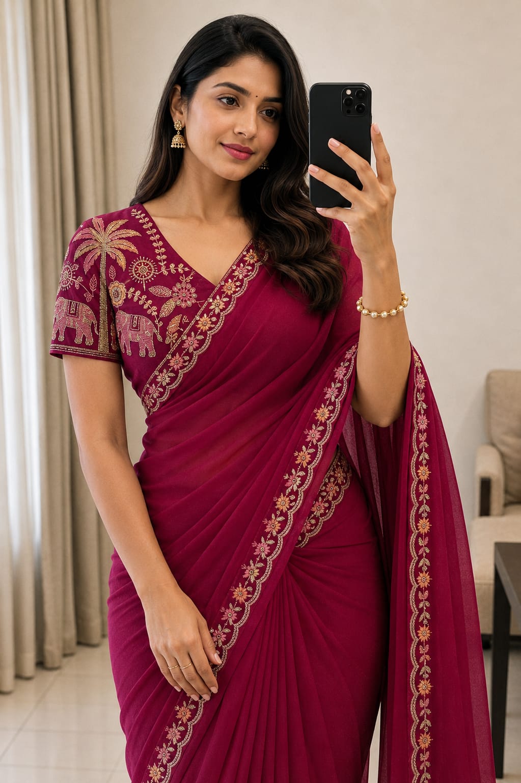 Star Georgette Multi Emrodairy Sequence Saree