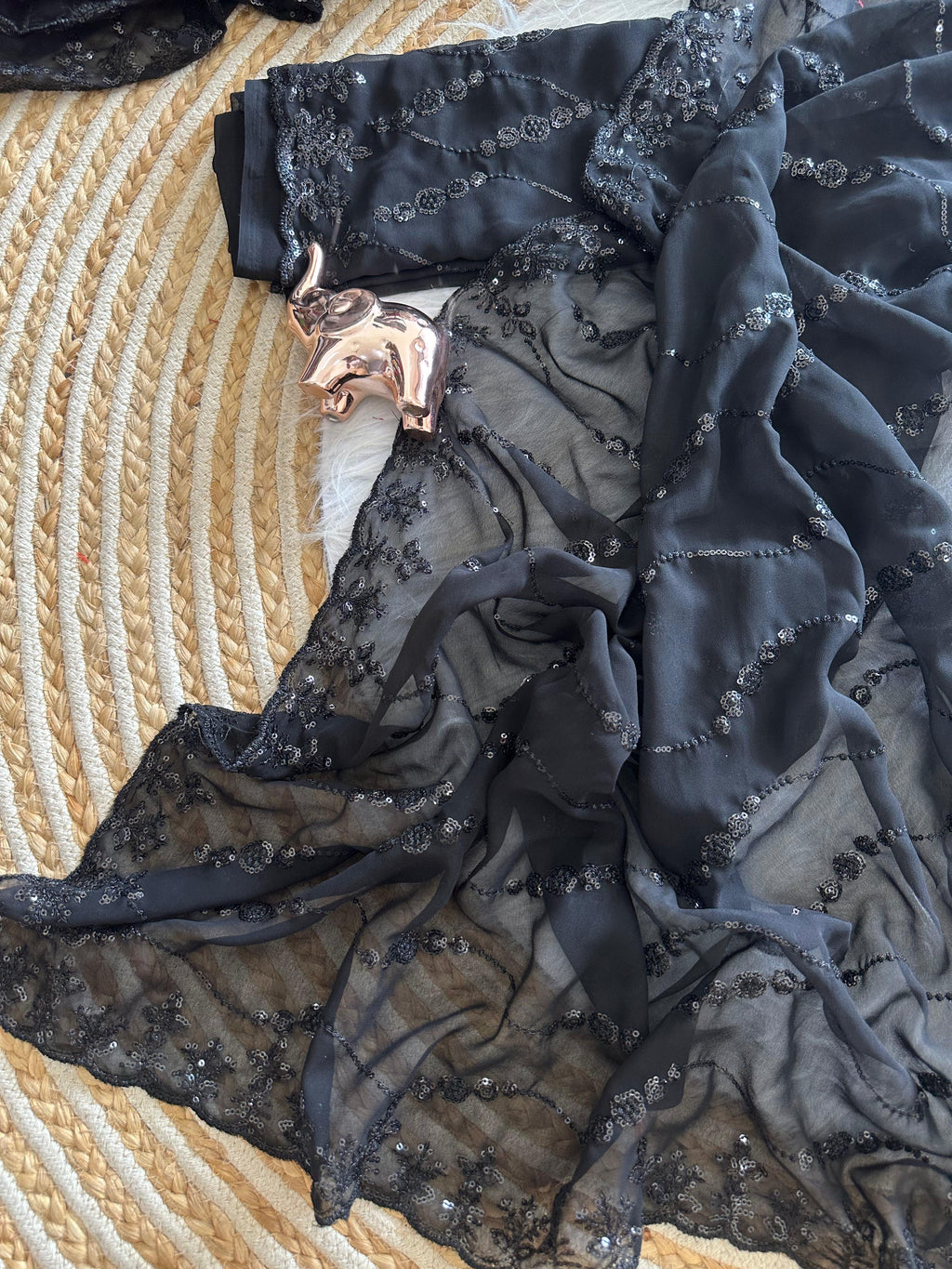 Bollywood BlockBuster Sanya Malhotra SEQUINS Design Launching Saree