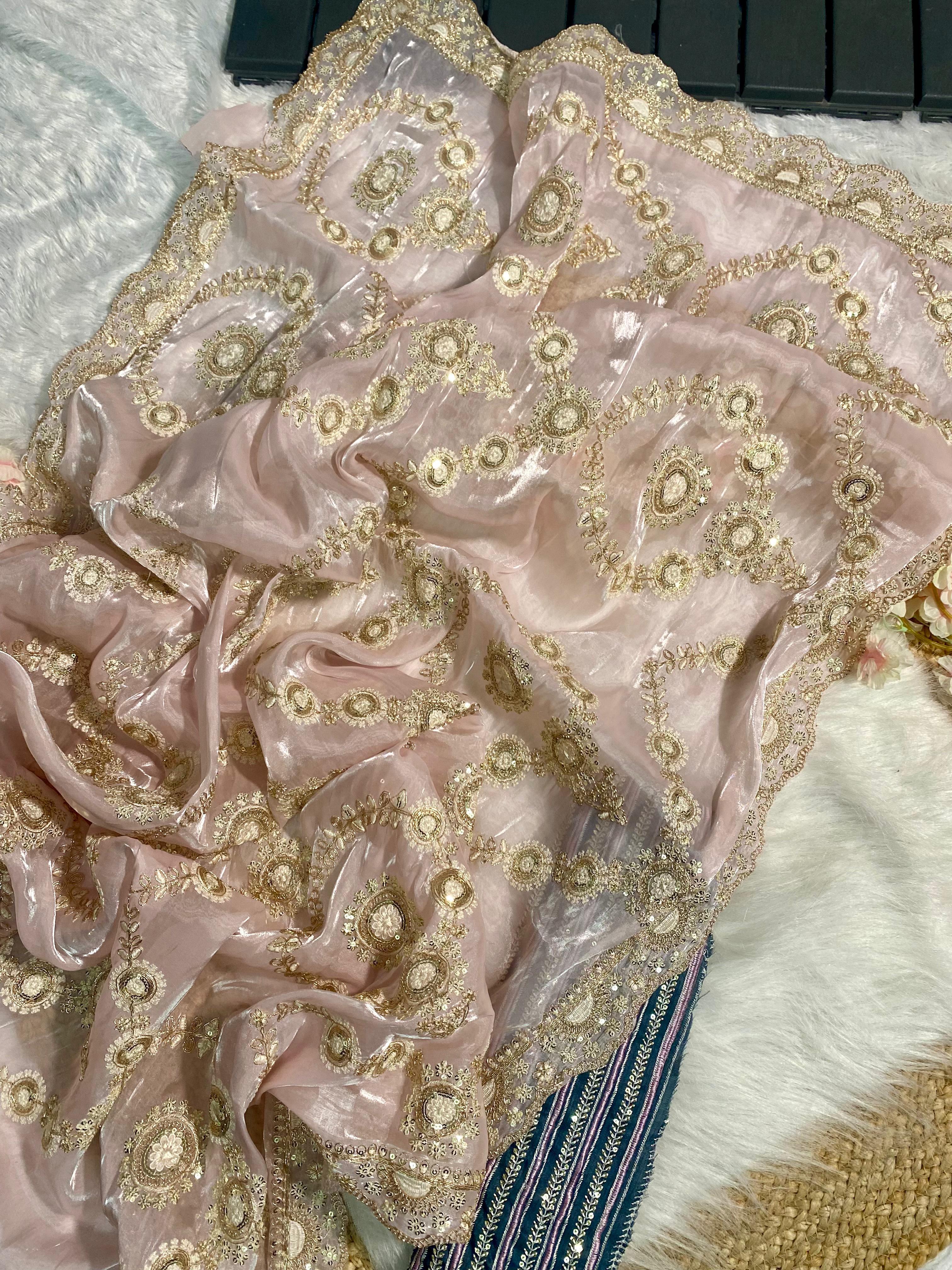 SOFT SATIN ORGANZA SAREE