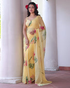 Floral Printed Tebby Silk saree