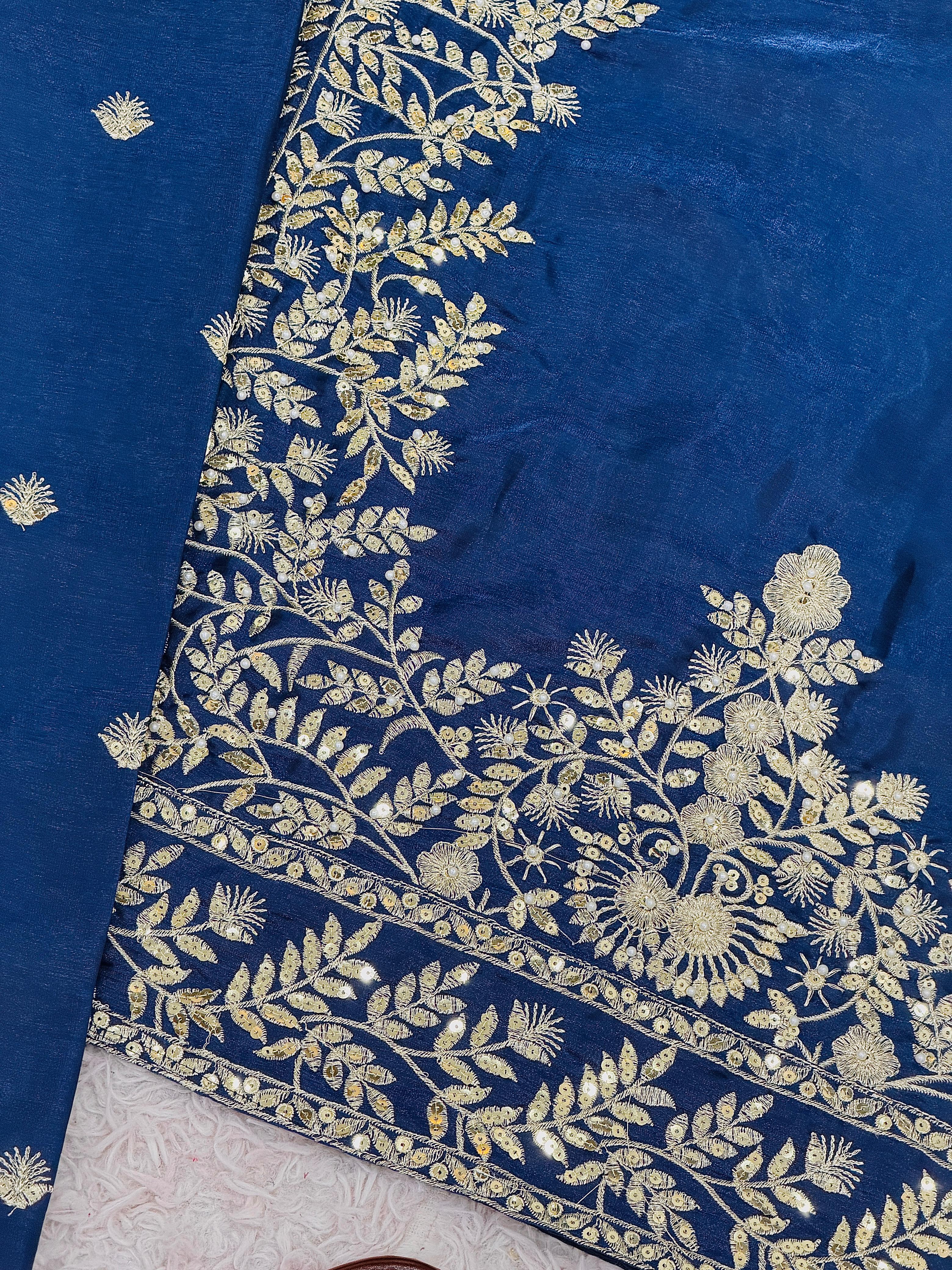Pure GMY SILK With Heavy Embroidery Top & Plazzo