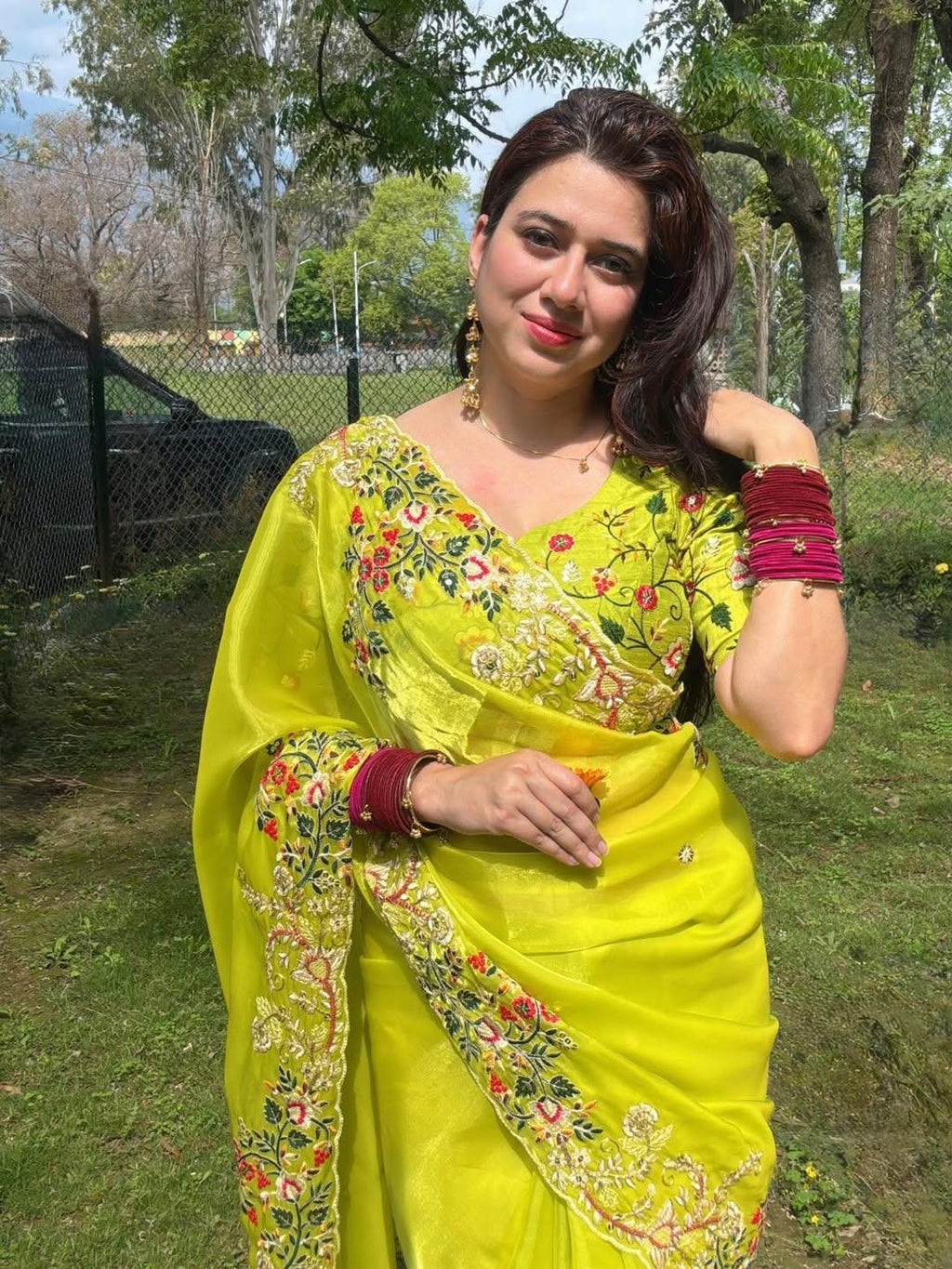 Party Wear Zimmy Chu Lemon Saree