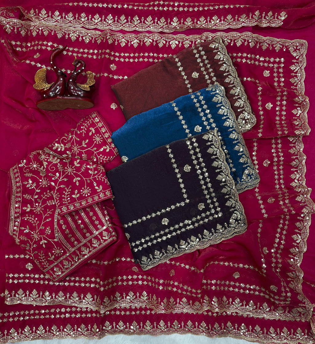 Wedding Special Soft Silk Embroidery Work Saree