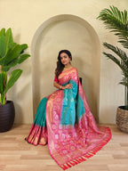 Dual tone silk sarees with all over zari weaves