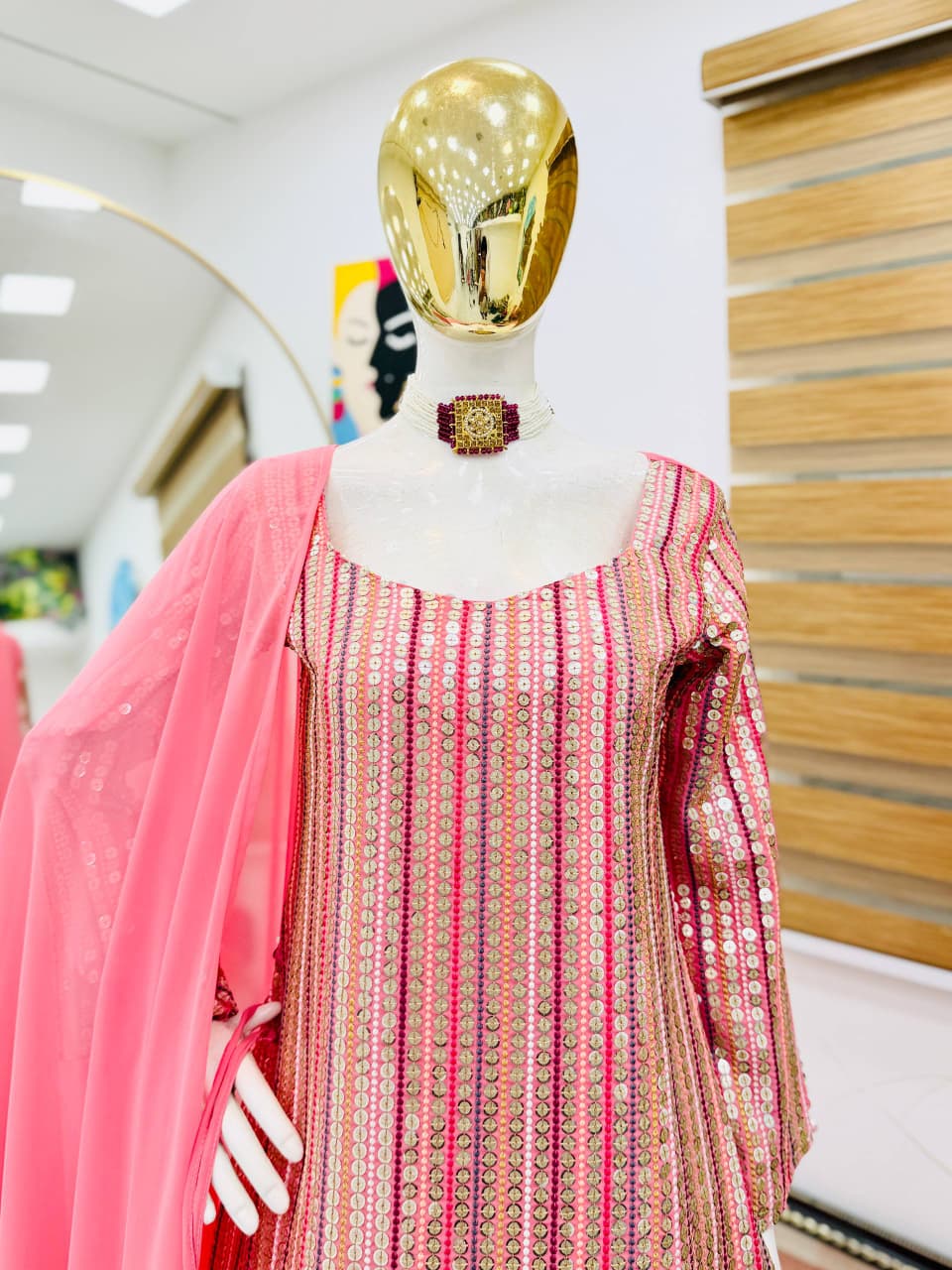 New Designer Party Top Pallazo & Dupatta Set