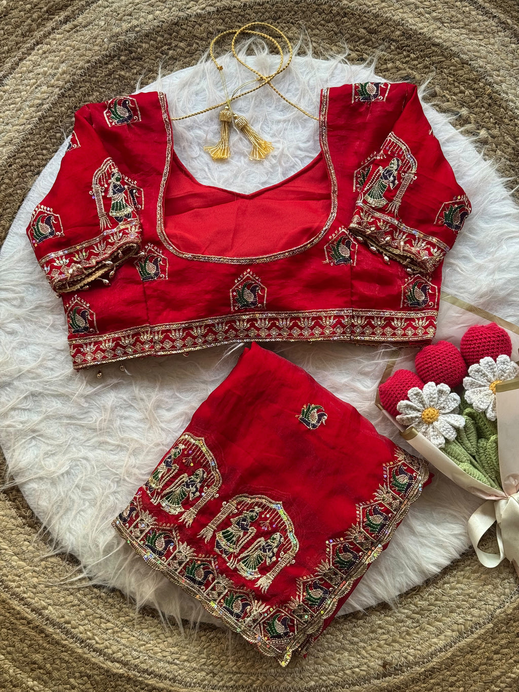 Karvachauth Special Space Silk Red Saree