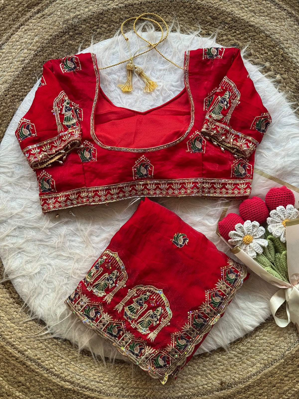 Karvachauth Special Space Silk Red Saree