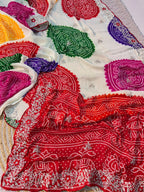 Bandhani print with Pita work Saree