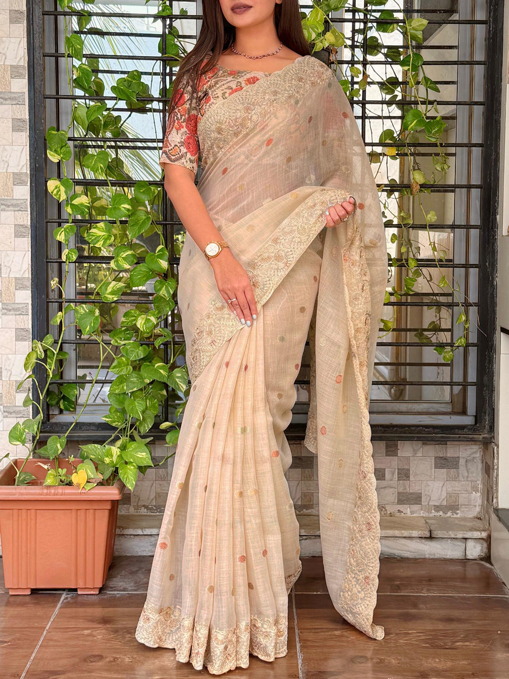Nayanthara Linen Saree