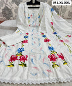 Anarkali White Kurti