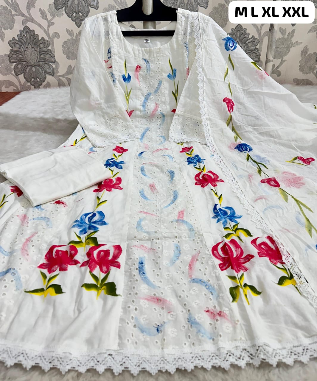 Anarkali White Kurti