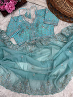 Crunchy Silk Fabric 3MM Sequence Saree