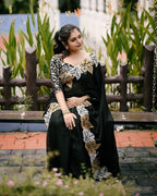 New Fancy Sartin Chiffon Emboridary Saree