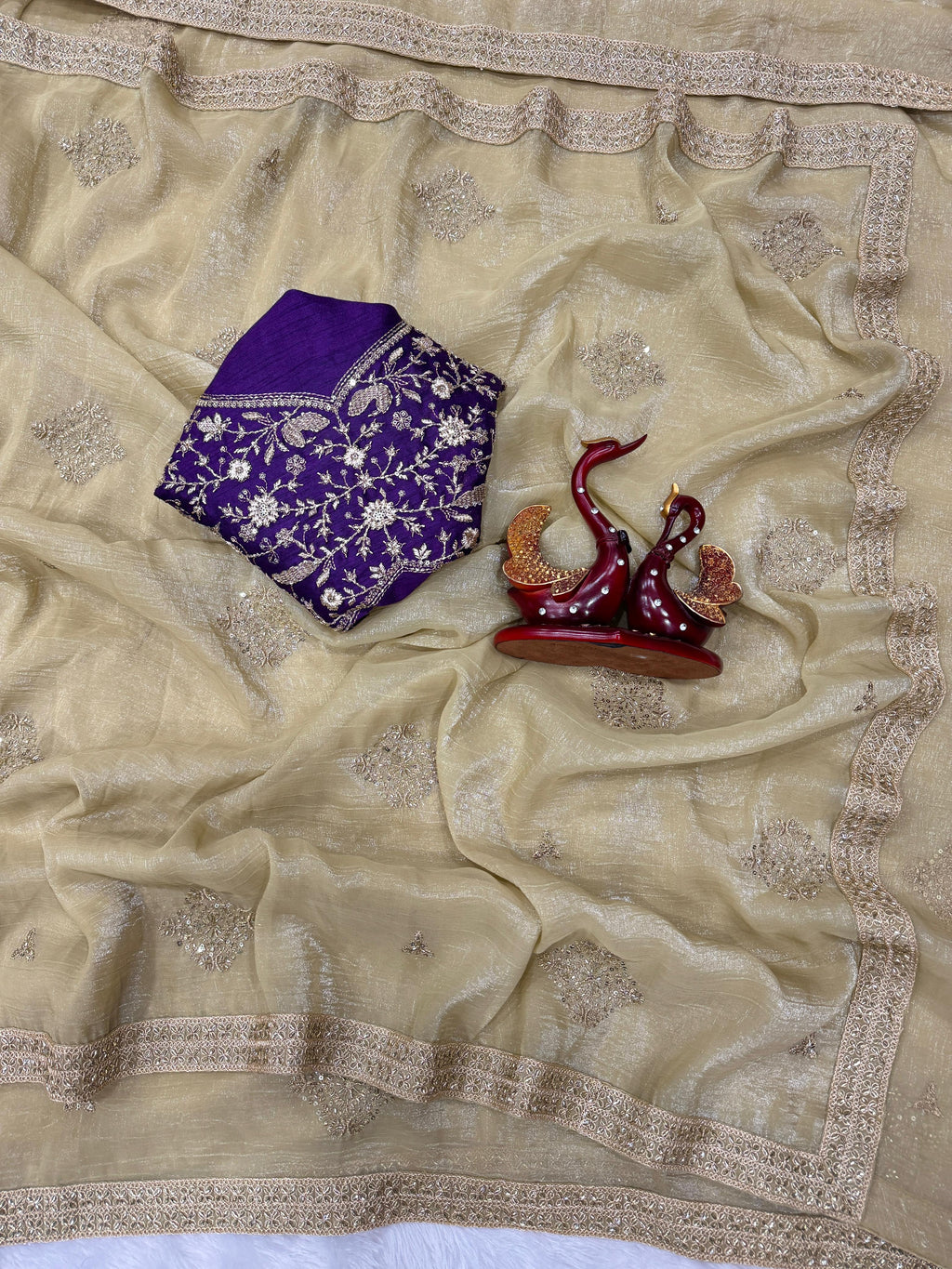 Soft Crunchy Silk Gold Wedding Saree