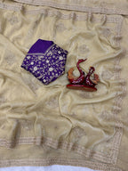 Soft Crunchy Silk Gold Wedding Saree