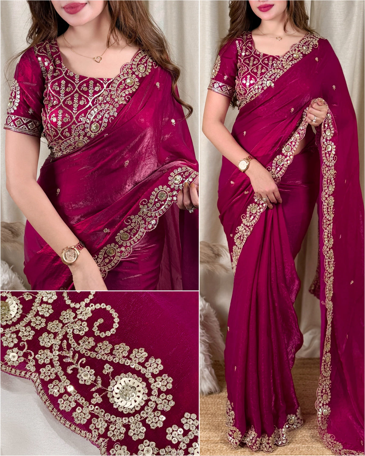 Wedding special Dual Tone Fandy Satin Saree