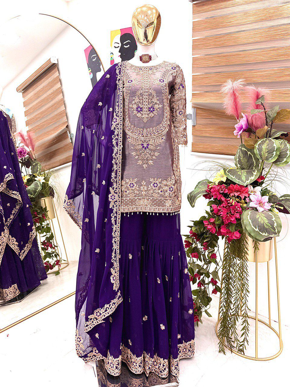 Designer Embroidered Top Plazzo Dupatta Set Collection