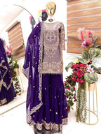 Designer Embroidered Top Plazzo Dupatta Set Collection