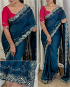 PARTY WEAR CRYSTAL SAREES