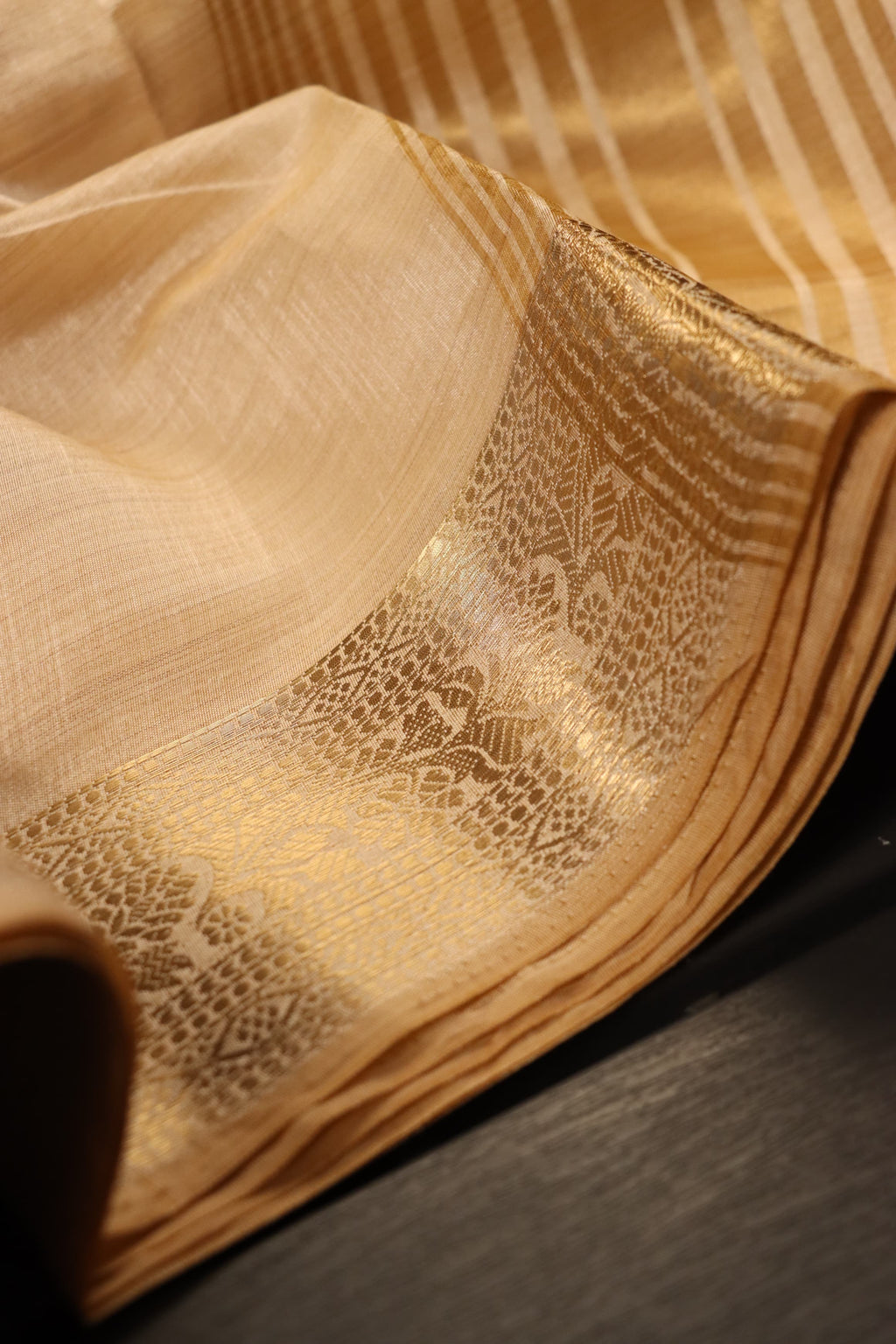Plain Tussar Silk Sarees with zari woven border