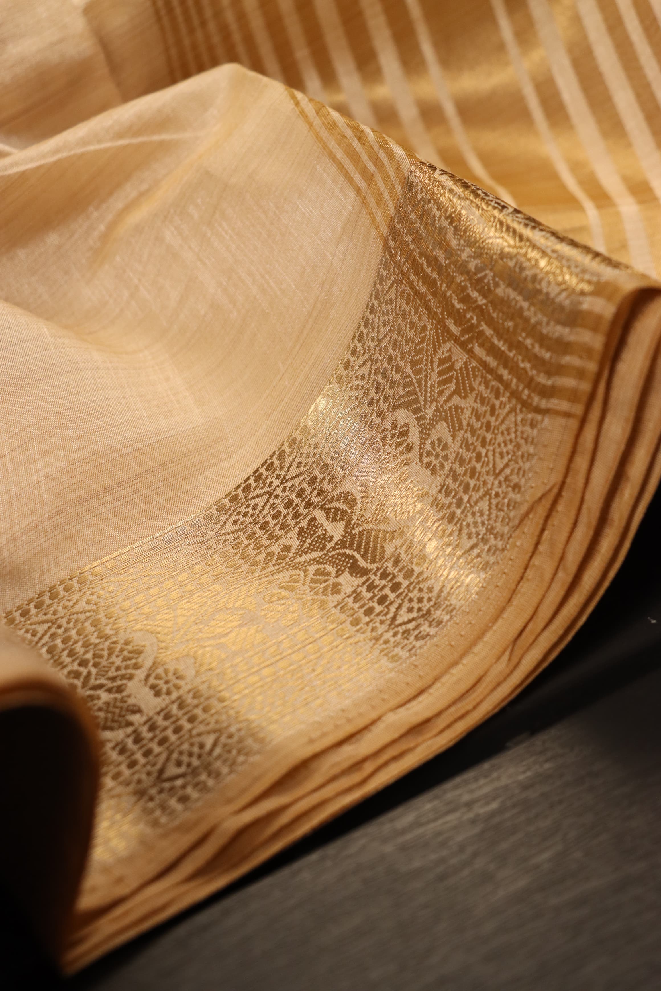 Plain Tussar Silk Sarees with zari woven border