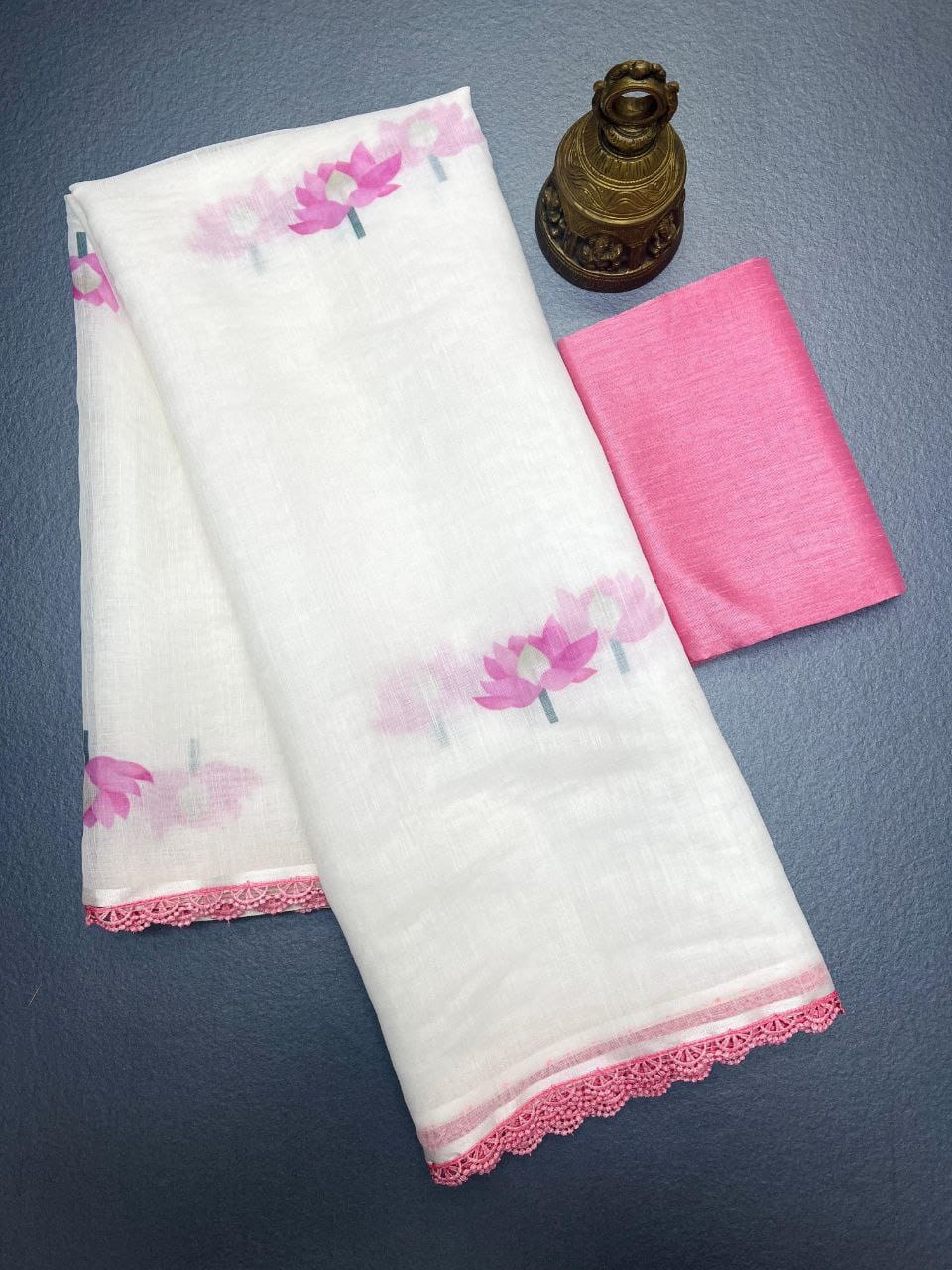 Plain Linen Saree