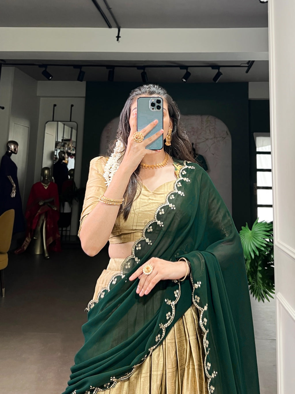 Poly Cotton Lahenga with Multi color