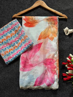 SOFT TABI ORGANZA FLOWER PRINT SAREE