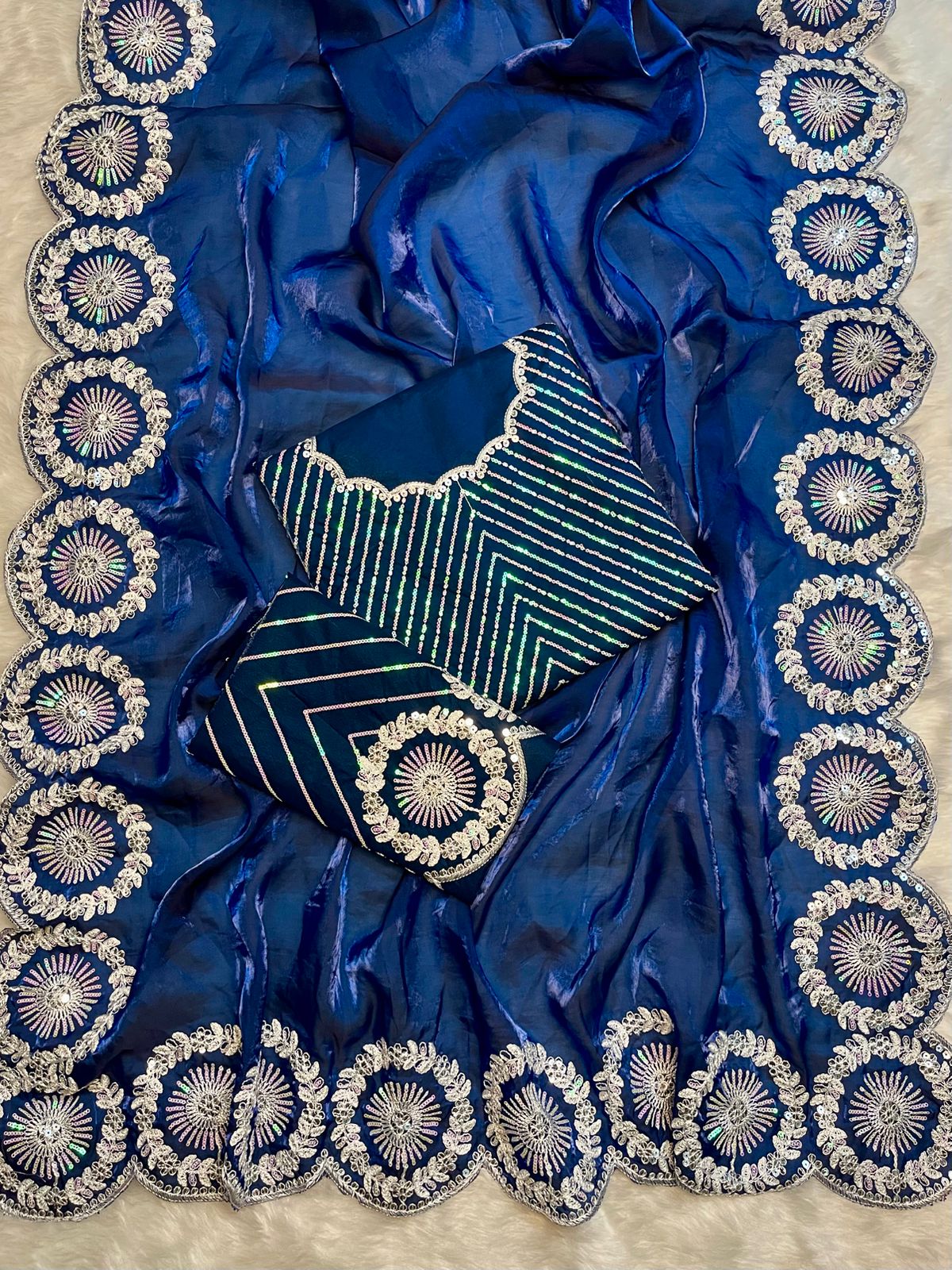 Wedding Premium fandy Satin fabrics Trisha Saree