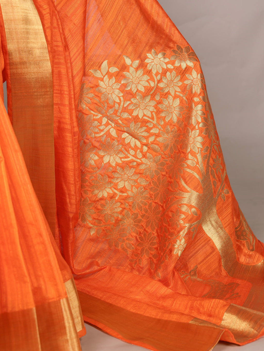 Dressing up for Onam in a raw silk saree
