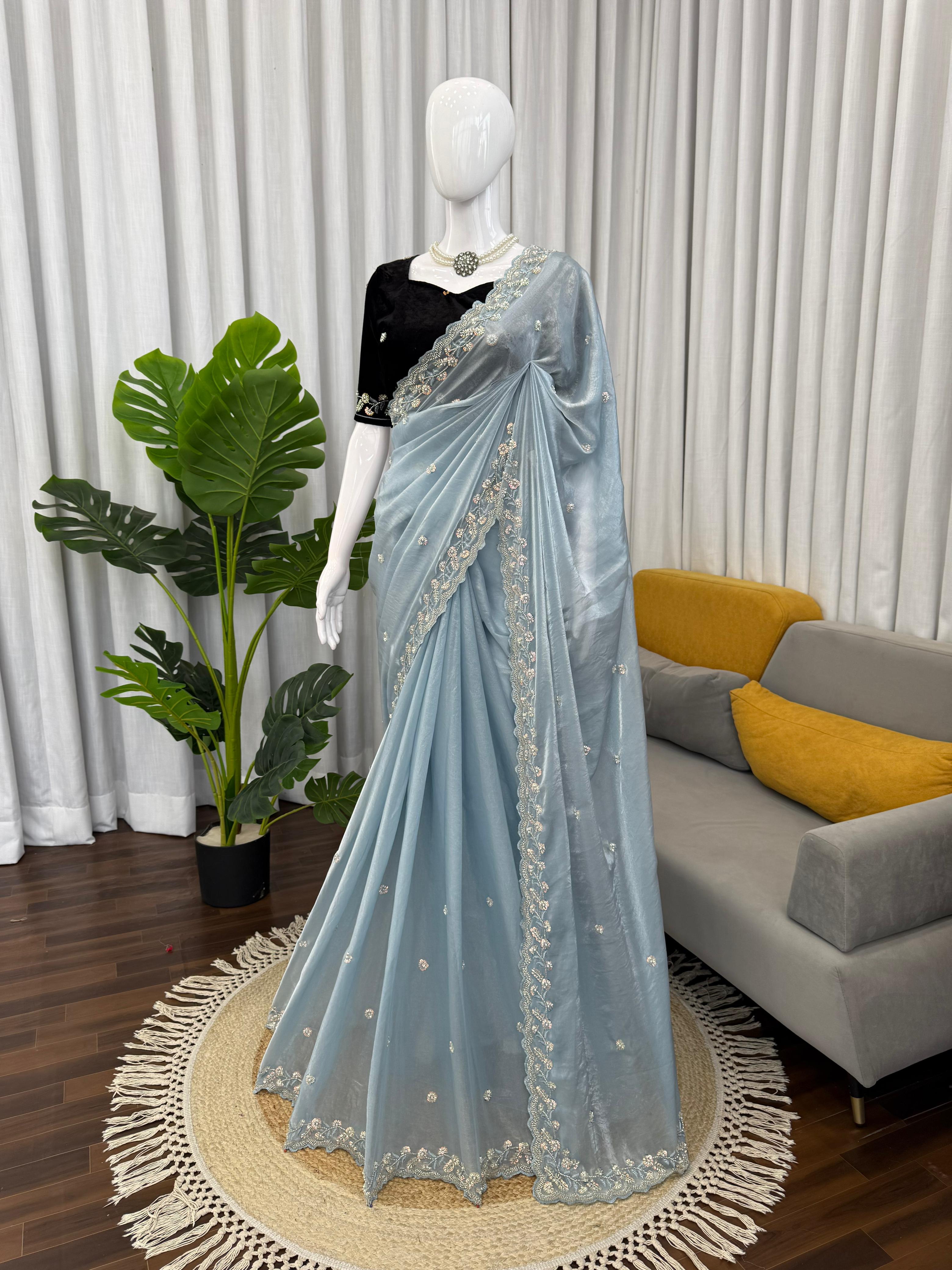 Fendy Silk Sky Wedding Saree