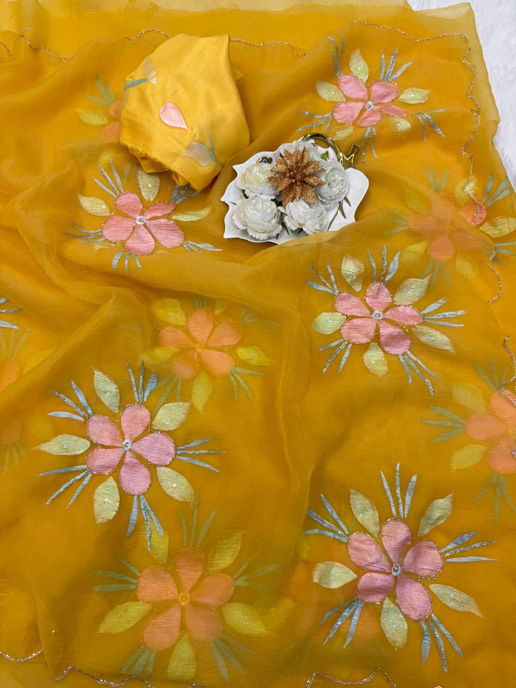 Pure bari chiffon silk saree