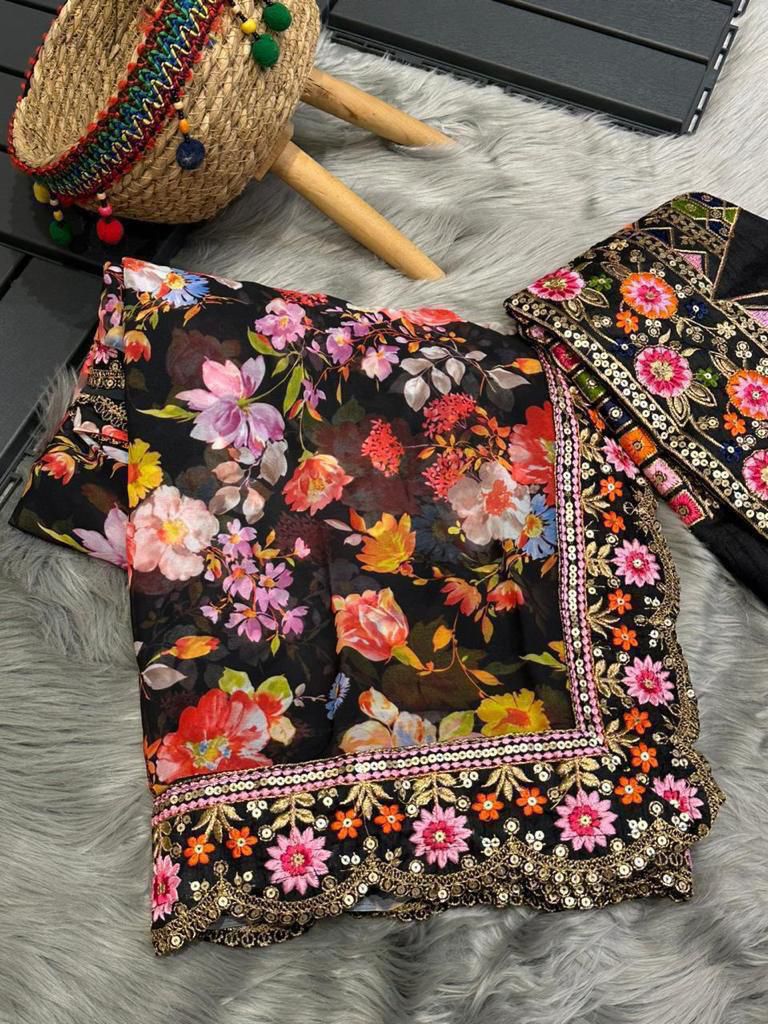 Beautiful digital print Goregette Saree