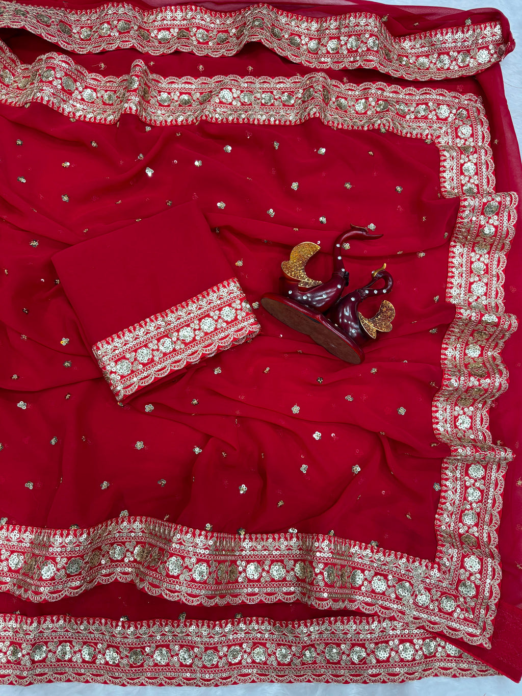 Wedding Special Pure Georgette Sequance  Saree