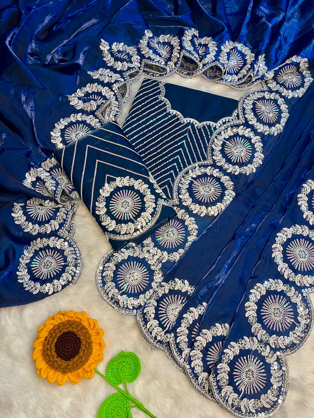 Wedding Premium fandy Satin fabrics Trisha Saree