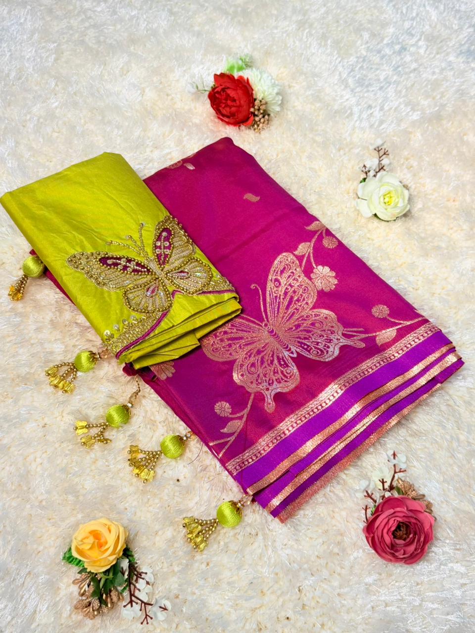 Premium Pure Soft Silk Paithani Butterfly Desgin Saree