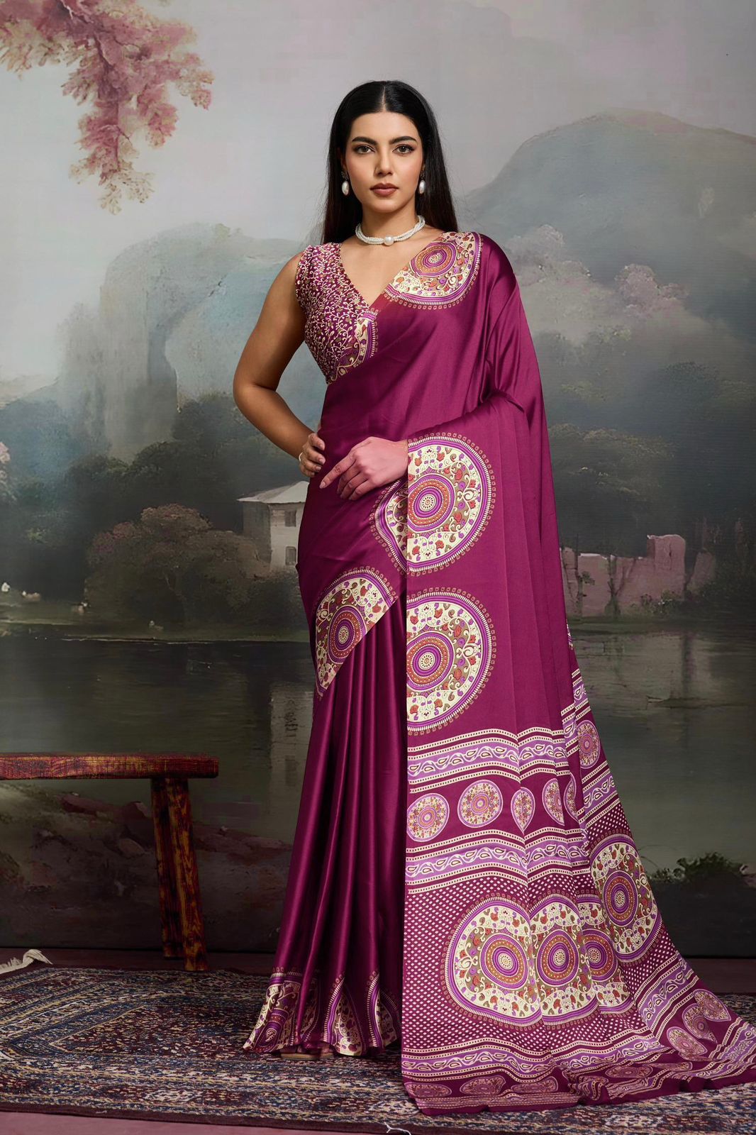 Pure Crape Satin Saree