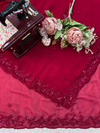 Faux Georgette Saree With Dupatta