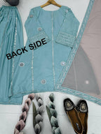 HEAVY NATURAL CREAP TOP SHARARA DUPATTA