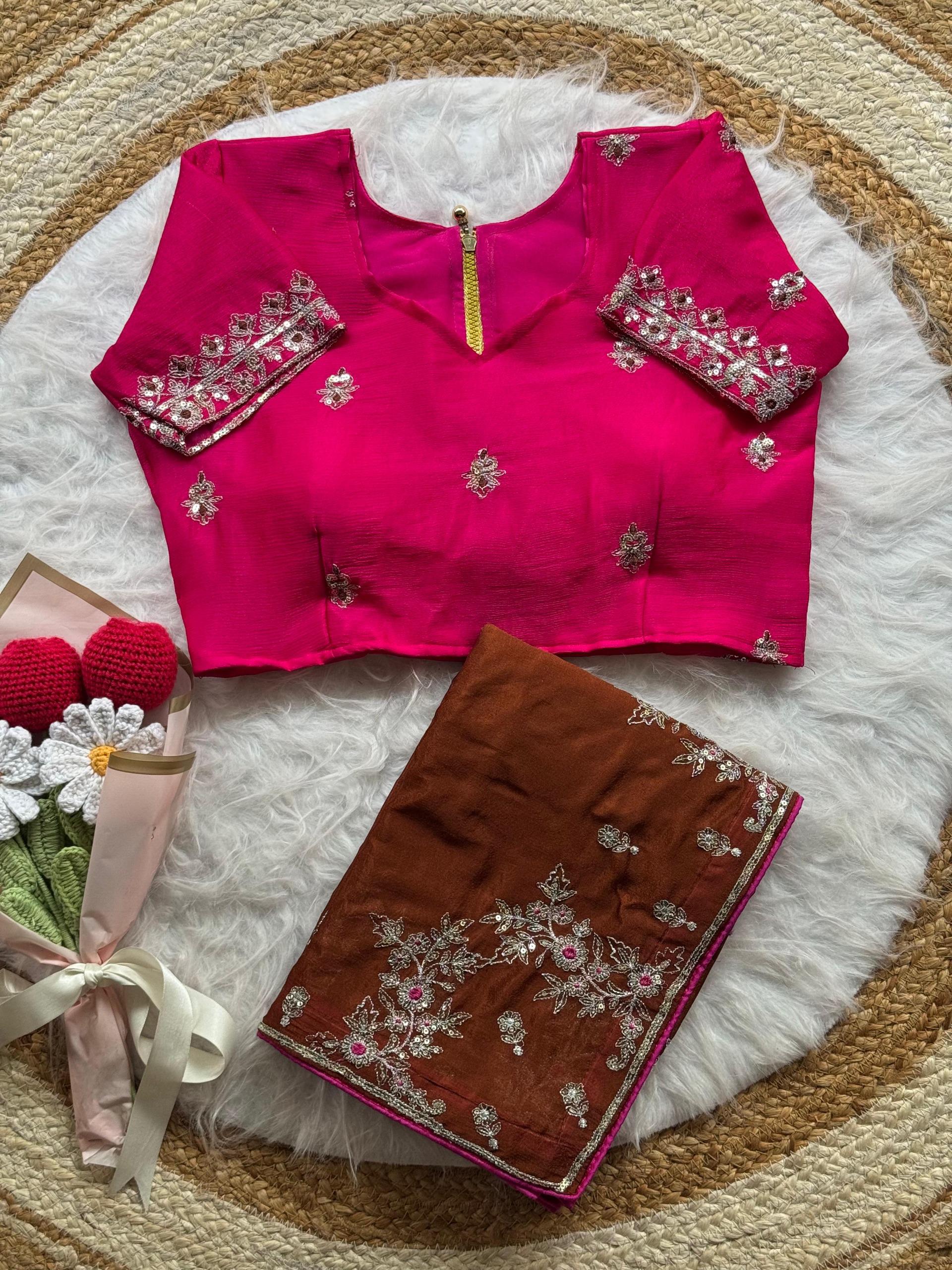 Soft Natural Viscose Chinnon Saree